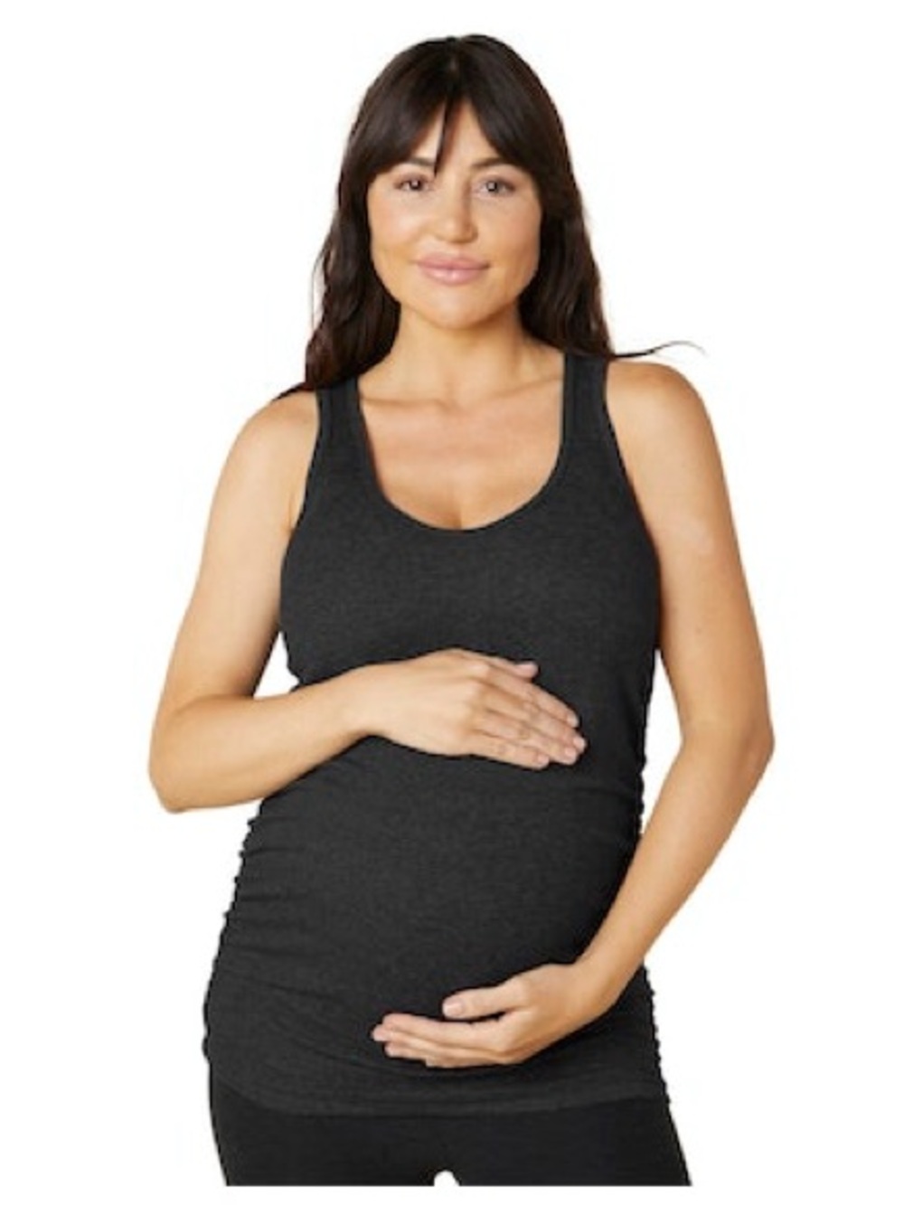 Black Maternity Yoga Tank Top - Scoop Neck